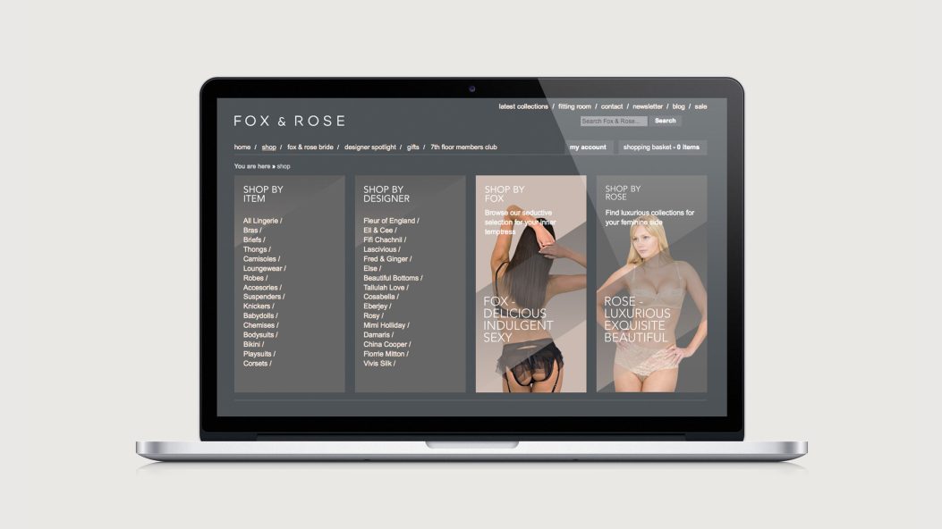 Fox & Rose Website on Laptop