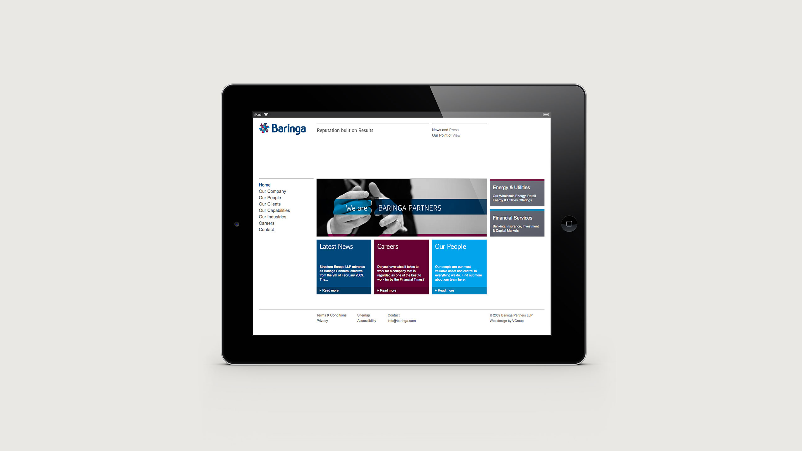 Baringa Website on Tablet