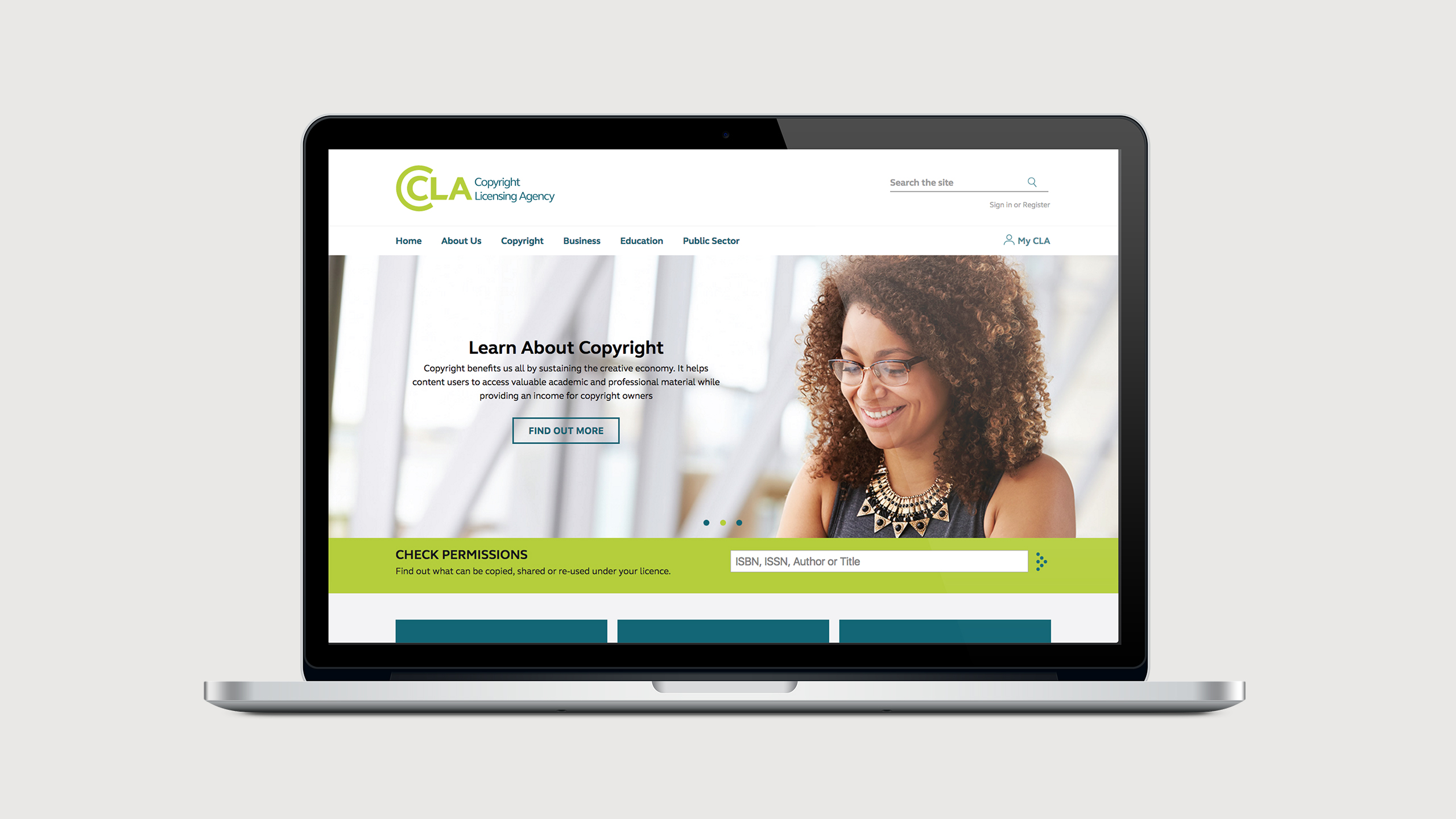 CLA Website on Laptop