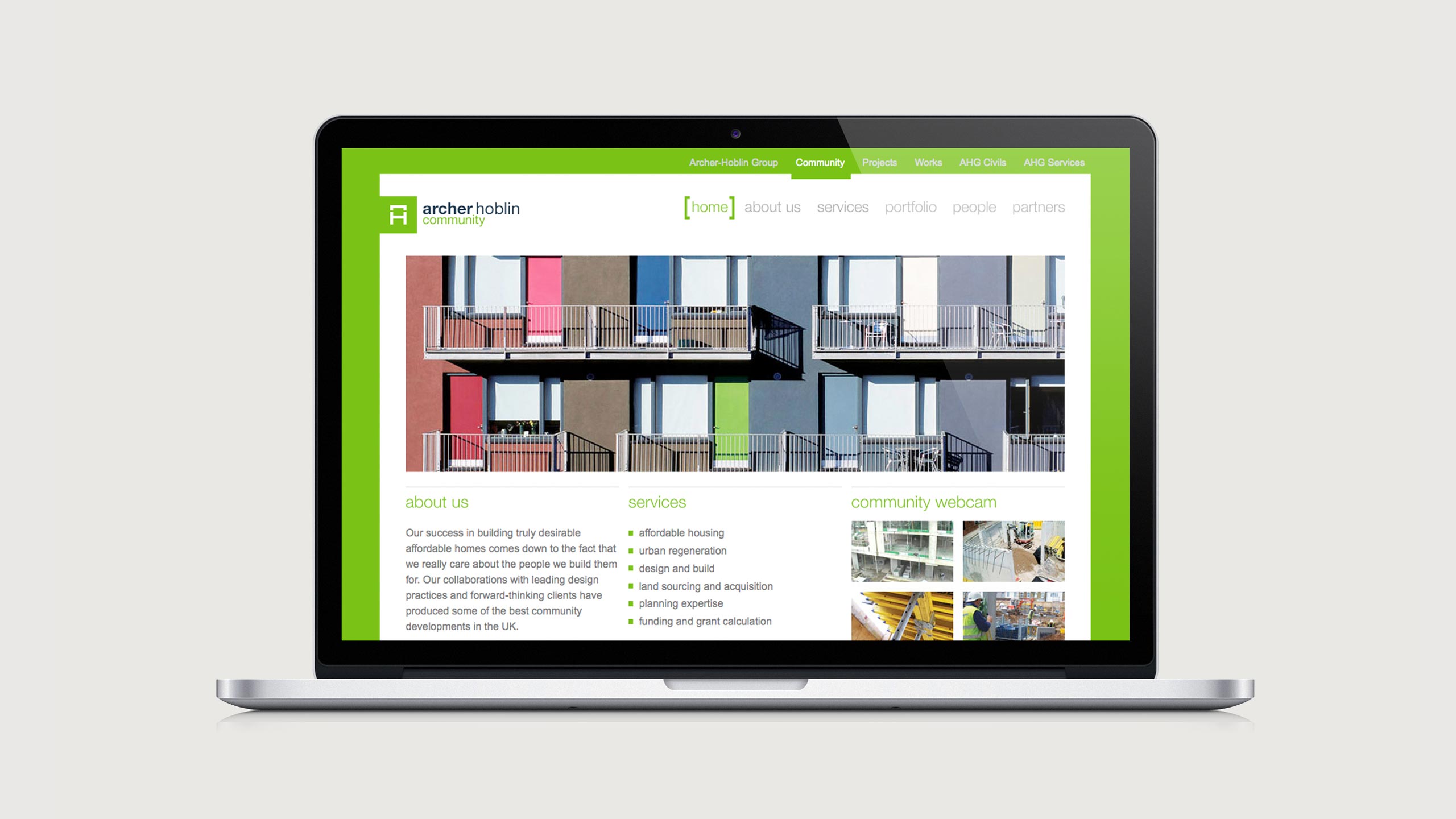 Archer Hoblin Website on Laptop