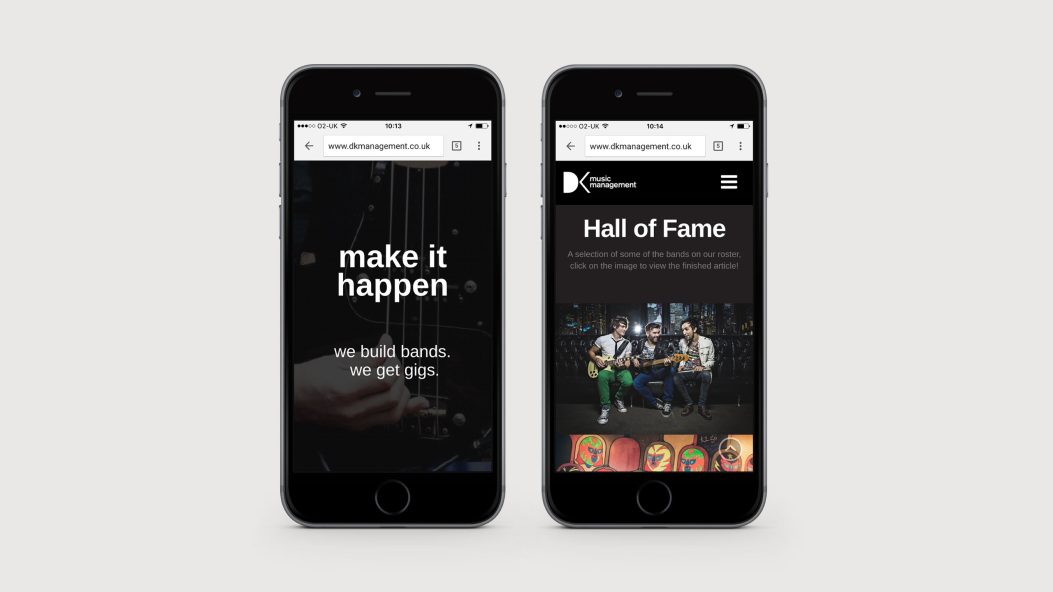 DK Music Website on Mobile